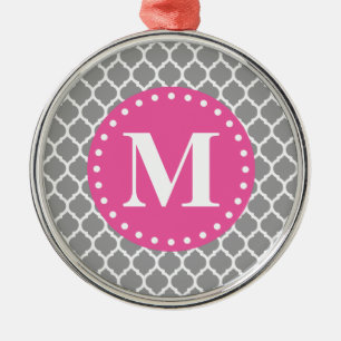 Ornamento De Metal Monograma Rosa de Latice da cinza marroquina