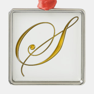 Ornamento De Metal Monograma S Dourado