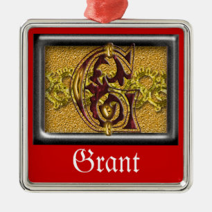 Ornamento De Metal monograma vermelho G