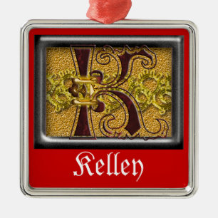Ornamento De Metal monograma vermelho K