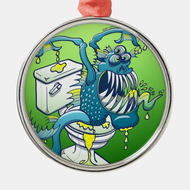 Ornamento De Metal Monstro do toalete (Frente)
