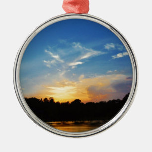 Ornamento De Metal Montanha lago Sunset