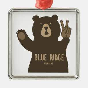 Ornamento De Metal Montanhas Blue Ridge Urso da Paz