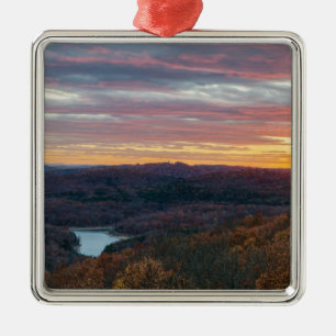 Ornamento De Metal Montanhas Ozark Outono Sunset