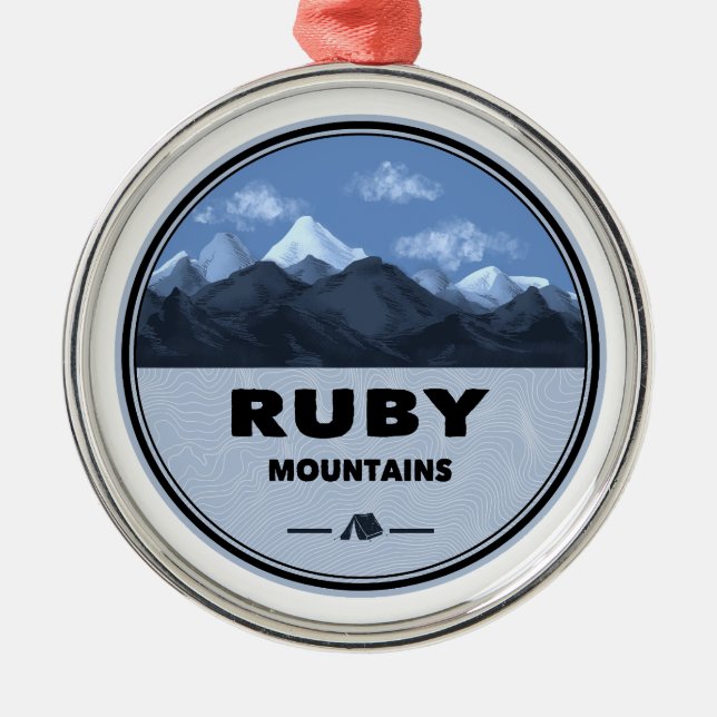 Ornamento De Metal Montanhas Ruby Nevada Acampamento (Frente)
