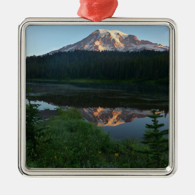 Ornamento De Metal Monte Rainier Refletido Sunrise II (Frente)