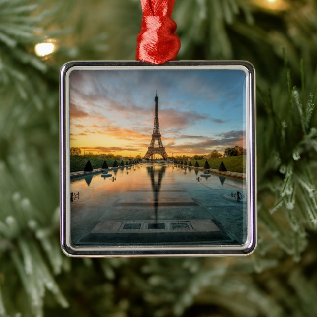 Ornamento De Metal Monumentos | Torre Eiffel Sunrise (Árvore)