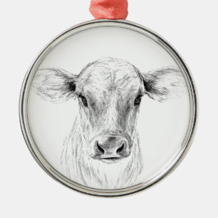 Ornamento De Metal Moo A Young Jersey Cow