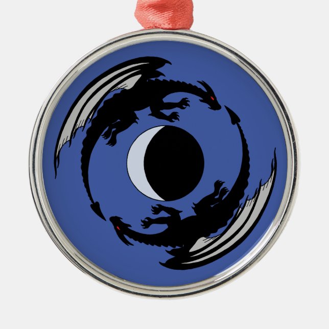 Ornamento De Metal Moon Dragon Fantasy Design Metal Ornament (Frente)