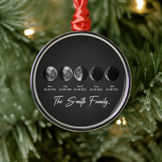 Ornamento De Metal Moon Phase The Smith Family – Custom Names & Dates (Árvore)