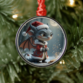 Ornamento De Metal Moonlit Cookie Bandit – The Grey Christmas Dragon.