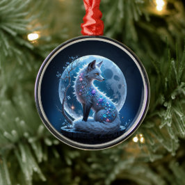 Ornamento De Metal Moonlit Crystal Fox – Guardian of Silent Dreams. 