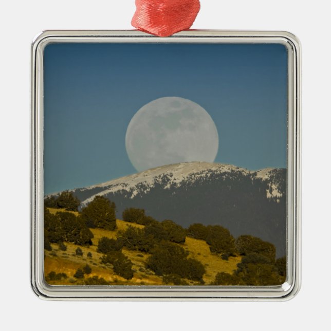 Ornamento De Metal Moonrise sobre as montanhas Sangre de Cristo, (Frente)
