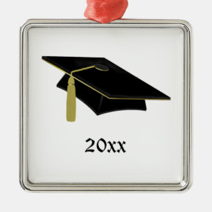 Ornamento De Metal Mortarboard graduado e Tassle no preto e no ouro