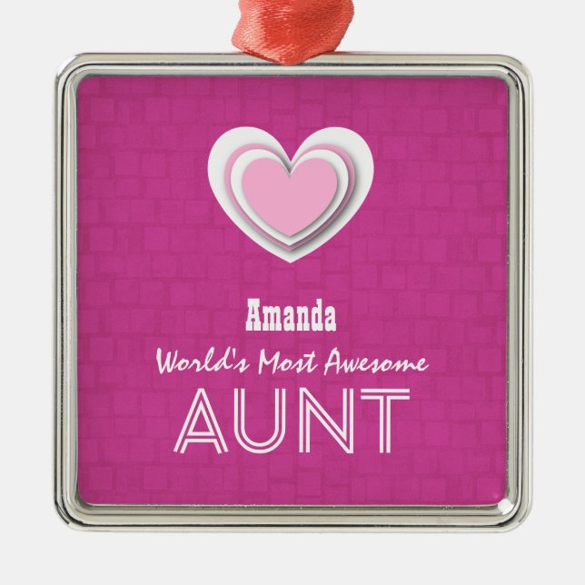 Ornamento De Metal Mosaico da TIA impressionante rosa quente e (Frente)