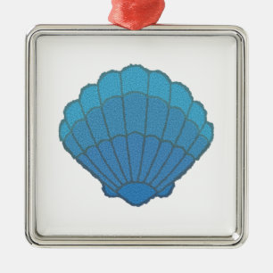 Ornamento De Metal Mosaico de Seashell Azul