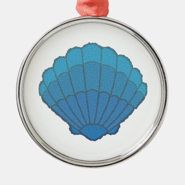 Ornamento De Metal Mosaico de Seashell Azul (Frente)