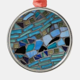 Ornamento De Metal Mosaico de Vidro do Mar Azul