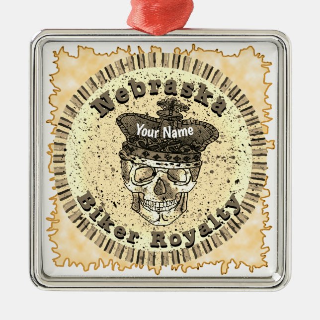 Ornamento De Metal Motociclista de Nebraska (Frente)