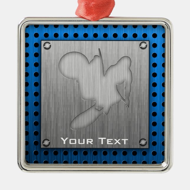 Ornamento De Metal Motocross; Metal-olhar escovado (Frente)