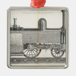 Ornamento De Metal Motor locomotivo, gravado por J.W. Lowry