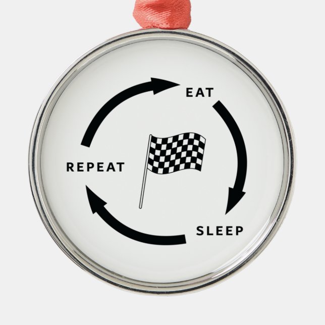 Ornamento De Metal Motorsport Eat Sleep Repeat Sports Fan Saying (Frente)