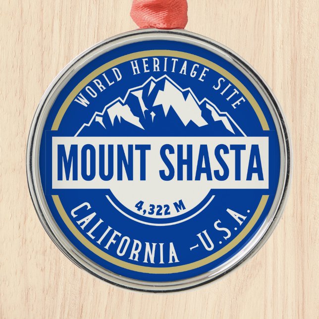 Ornamento De Metal Mount Shasta California Mountain Landscape (Criador carregado)