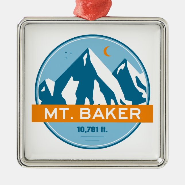 Ornamento De Metal Mt. Baker Washington Stars Moon (Frente)