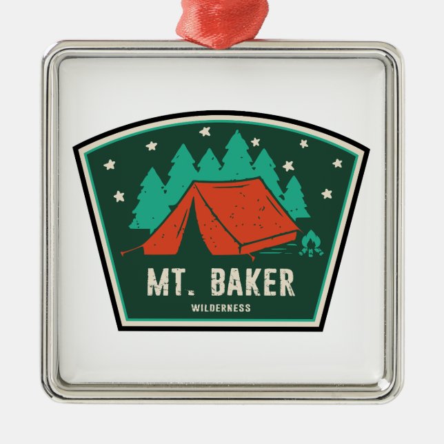 Ornamento De Metal Mt. Baker Wilderness Washington Acampamento (Frente)