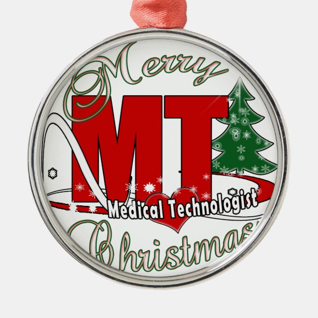 Ornamento De Metal MT CHRISTMAS Medical Technologist LAB (Frente)