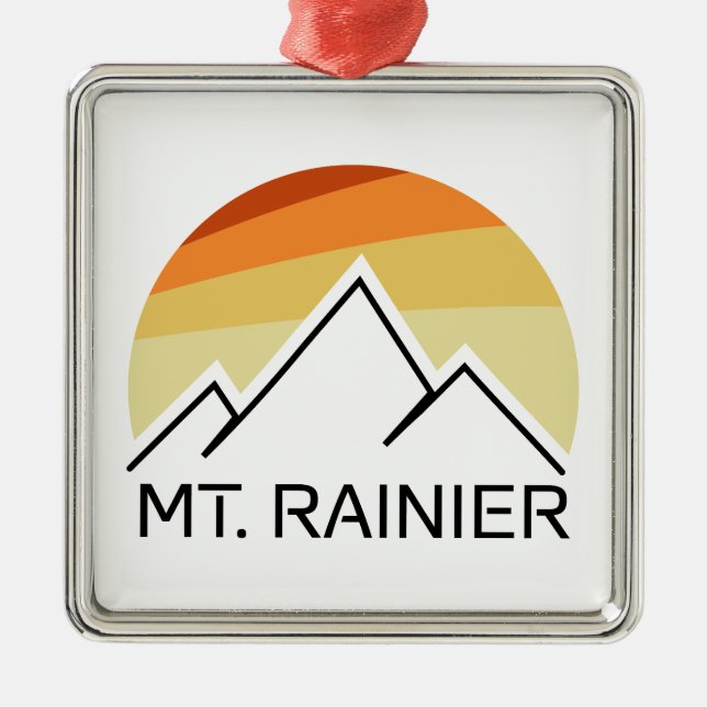 Ornamento De Metal Mt. Rainier Washington Retro (Frente)