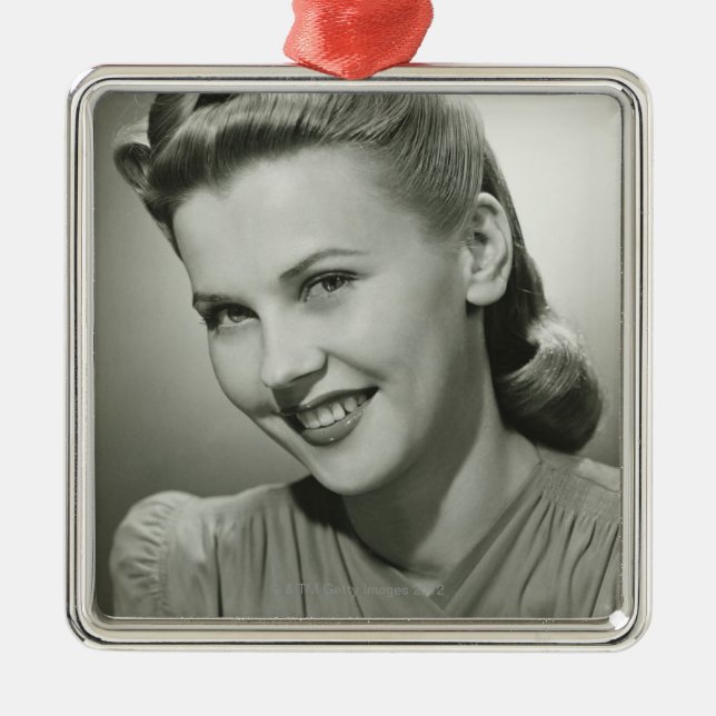 Ornamento De Metal Mulher 2 de sorriso (Frente)