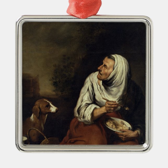 Ornamento De Metal Mulher adulta com cão (Frente)