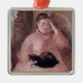 Ornamento De Metal Mulher com gato (de Edouard Manet)
