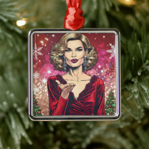 Ornamento De Metal Mulher Transgênero Natal Festivo  