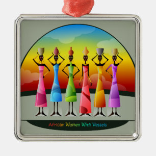 Ornamento De Metal Mulheres Africanas Coloridas com Navios