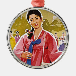 Ornamento De Metal Mulheres coreanas vestindo Hanbok