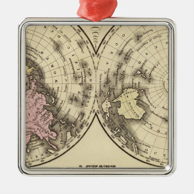 Ornamento De Metal Mundo, carta da cristandade (Frente)