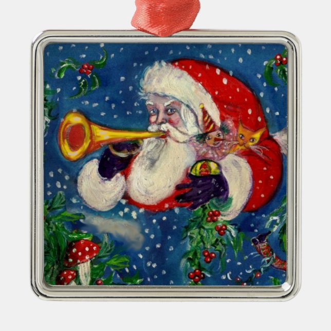 ORNAMENTO DE METAL MUSICAL CHRISTMAS NOITE /SANTA CLAUS BUGLER (Frente)