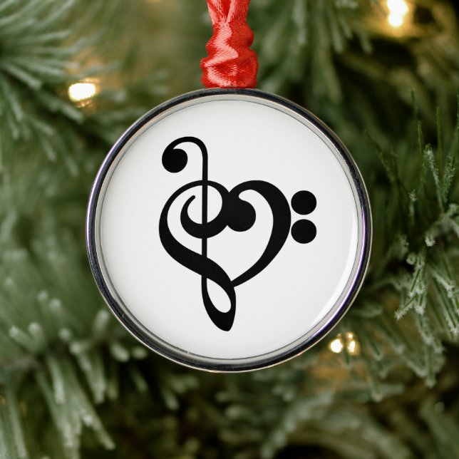 Ornamento De Metal Musical Music Heart - Treble Bass Clef (Árvore)