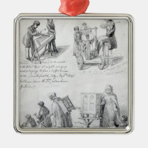 Ornamento De Metal Músicos nas ruas de Londres, 1841-43