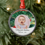 Ornamento De Metal My first birthday christmas glitter<br><div class="desc">My first birthday christmas glitter Metal Ornament.</div>
