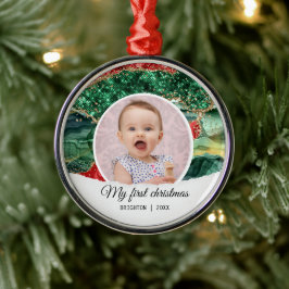 Ornamento De Metal My first birthday christmas glitter