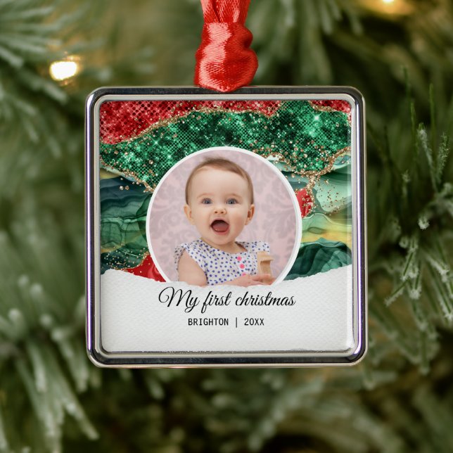Ornamento De Metal My first birthday christmas glitter  (Árvore)