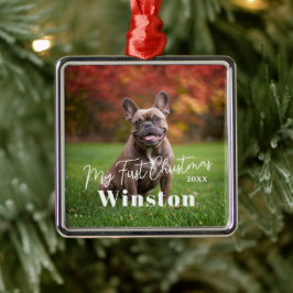 Ornamento De Metal My First Christmas Custom Pet Name Photo