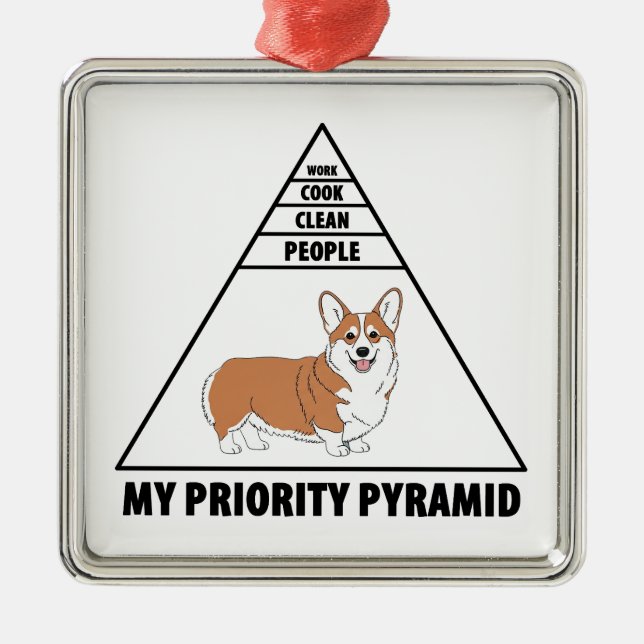 Ornamento De Metal My Priority Pyramid Corgi (Frente)