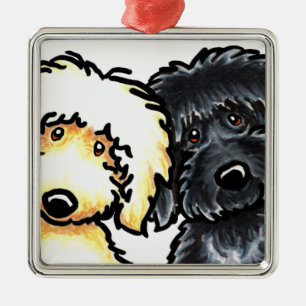 Ornamento De Metal N amarelo Labradoodle preto