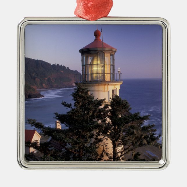 Ornamento De Metal NA, EUA, Oregon, Héeta Head Lighthouse, (Frente)