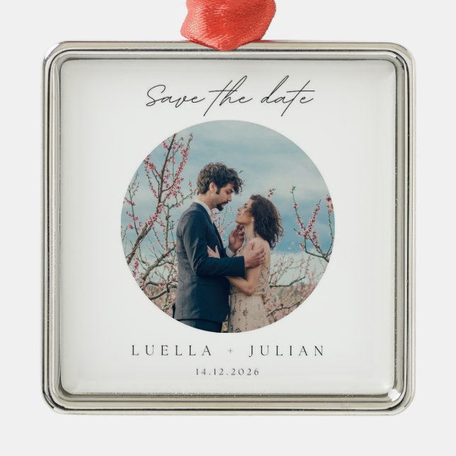 Ornamento De Metal Na moda Natal | Metal de foto de Casal de diversão (Frente)