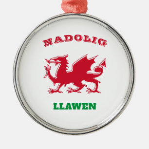 Ornamento De Metal Nadolig Llawen Welsh Feliz Natal Simples Celta